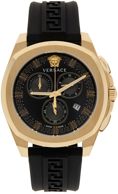 versace black and gold watch|Versace chrono watch.